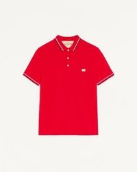Valentino - Cotton Piqué Polo Shirt With Vlogo Patch - Lyst