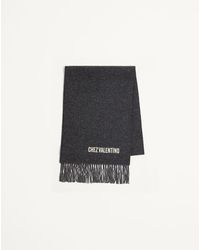 Valentino Garavani - Wool Scarf With Vlogo Embroidery - Lyst