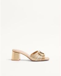 Valentino Garavani - Vlogo Signature Metallic Slide Sandal With Cornely Embroidery 60Mm 35.5 - Lyst