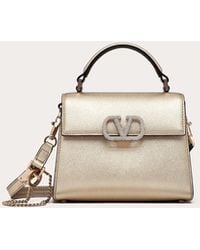 Valentino Garavani - Mini Vsling Handbag In Metallic Grainy Calfskin - Lyst