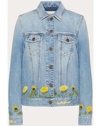 Valentino Embroidered Light Denim Jacket - Blue