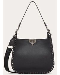 Valentino Garavani - Rockstud Hobo Bag Aus Genarbtem Kalbsleder Frau - Lyst