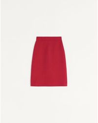 Valentino - Plain Wool Tweed Midi Skirt - Lyst