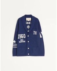 Valentino - Cárdigan De Lana Con Chalina En El Cuello Y Jacquard Chez Hombre - Lyst