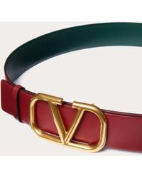 Valentino Garavani Vlogo Signature Reversible Calfskin Belt 40 Mm - Green