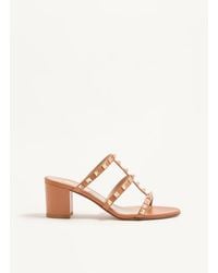 Valentino Garavani - Rockstud Calfskin Leather Slide Sandal 60 Mm 34.5 - Lyst