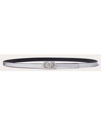 Valentino Garavani - Vlogo Signature Reversible Belt In Metallic And Shiny Calfskin 10 Mm - Lyst