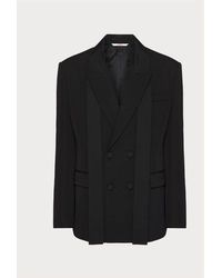 Valentino - Double-breasted Wool Jacket With Silk Faille Scarf Collar - Lyst