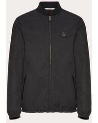 Valentino - Nylon Jacket With Leather Patch And Vlogo Signature - Lyst
