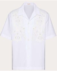 Valentino - Bowling Shirt In Cotton Poplin With Pomegranate Embroidery - Lyst