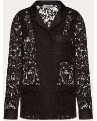 Valentino Heavy Lace Pyjama Shirt - Black