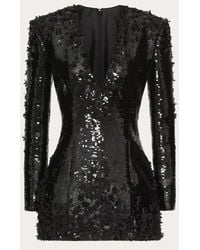 Valentino - Embroidered Crepe Couture Short Dress - Lyst