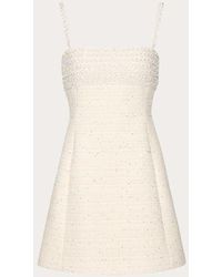 Valentino - Embroidered Delicate Tweed Short Dress - Lyst