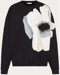 Valentino - Cotton Crewneck Sweatshirt With Flower Portrait Print - Lyst