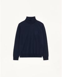 Valentino - Wool High-Neck Jumper With Vg Embroidery - Lyst