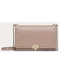 Valentino Garavani - Rockstud Mini Calfskin Bag With Chain - Lyst