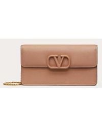 Valentino Garavani - Vlogo Signature Grainy Calfskin Wallet With Chain - Lyst