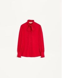 Valentino - Camisa De Crepé De China Con Estampado Cour De Coeur Mujer - Lyst
