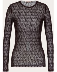 Valentino - Toile Iconographe Jersey Tulle Embroidered Rhinestone Top - Lyst