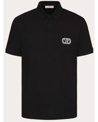 Valentino - Cotton Piqué Polo Shirt With Vlogo Signature Patch - Lyst
