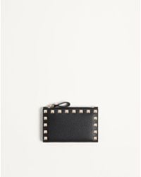 Valentino Garavani - Rockstud Grainy Calfskin Cardholder With Zip - Lyst