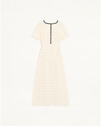 Valentino - Vestido Midi De Algodón Fleurs À Jours Mujer - Lyst