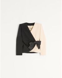 Valentino - Wool Crepe Jacket With Contrasting Bow - Lyst