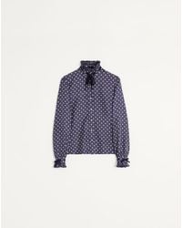 Valentino - Twill Shirt With Plus De Pois Print 36 - Lyst