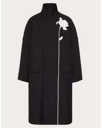 Valentino - Silk Shantung High-neck Caban With Flower Embroidery - Lyst