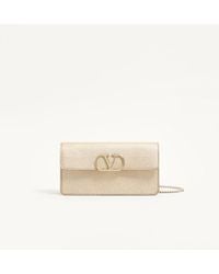 Valentino Garavani - Vlogo Signature Laminated Grainy Calfskin Wallet With Chain - Lyst