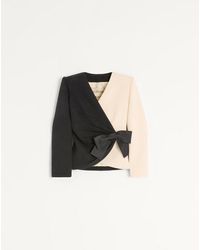 Valentino - Wool Crepe Jacket With Contrasting Bow - Lyst