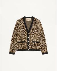 Valentino - Wool Cardigan With Fauve Eclat Jacquard - Lyst