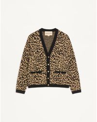 Valentino - Wool Cardigan With Fauve Eclat Jacquard - Lyst
