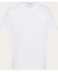Valentino - Mercerised Cotton T-shirt With Flower Embroidery - Lyst