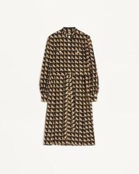 Valentino - プティ シャルル プリント クレープデシン ミディドレス 女性 ブラック/マルチカラー - Lyst