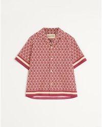 Valentino - Bowlinghemd Aus Baumwollpopeline Mit Toute La V Print Mann - Lyst