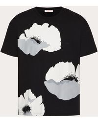 Valentino - Cotton T-shirt With Flower Portrait Print - Lyst