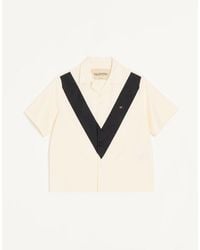 Valentino - Cotton Poplin Bowling Shirt With Inlaid V And Vlogo Patch - Lyst
