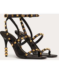 Valentino Garavani Rockstud Goatskin Sandal With Sculpted Heel 100 Mm - Black