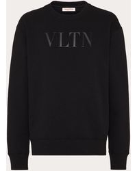 Valentino - Cotton Crewneck Sweatshirt With Vltn Print - Lyst