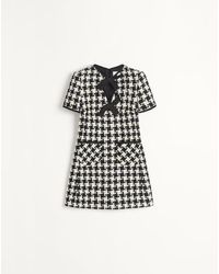 Valentino - ダミエ ライトツイード ショートドレス 女性 アイボリー/ブラック - Lyst