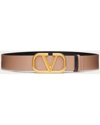 Valentino Garavani - Reversible Vlogo Signature Belt In Glossy Calfskin 40 Mm - Lyst