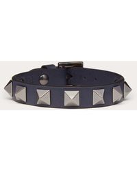 Valentino Garavani - Rockstud Leather Bracelet With Ruthenium Studs - Lyst