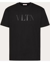 Valentino - Cotton Crewneck T-shirt With Vltn Print - Lyst
