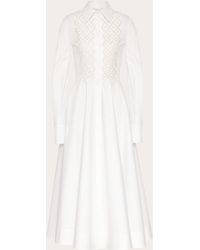 Valentino - Embroidered Compact Popeline Shirt Dress - Lyst