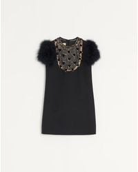 Valentino - Embroidered Crepe Couture Short Dress - Lyst