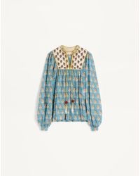 Valentino - Cotton And Lurex Top With Petales D'Amour Embroidered Print - Lyst