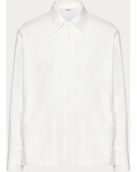 Valentino - Stretch Cotton Canvas Jacket With Rubberised V Detail - Lyst