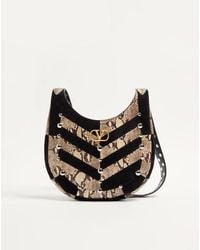 Valentino Garavani - Hoboho Kleine Hobo-Tasche Aus Python- Und Wildleder Mit Chevron-Muster Und Studs Frau - Lyst