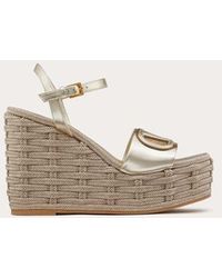 Valentino Garavani - Vlogo Cut-out Wedge Sandal In Laminated Nappa Leather 110mm - Lyst